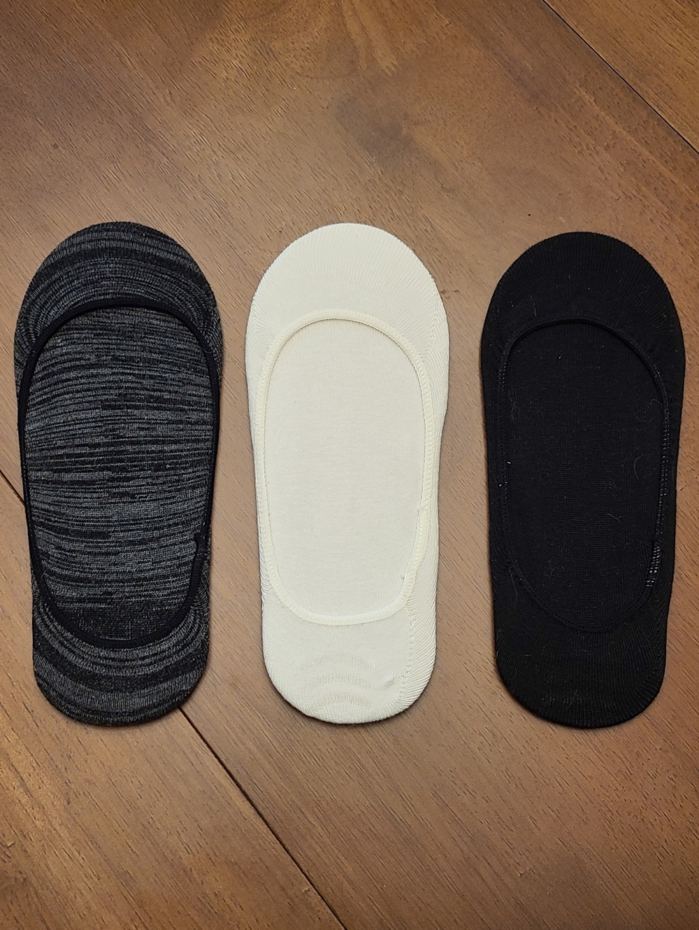 Women's No-Show Liner Socks - Black, Heather Gray & White - NEW - Lot of 3 Pairs
